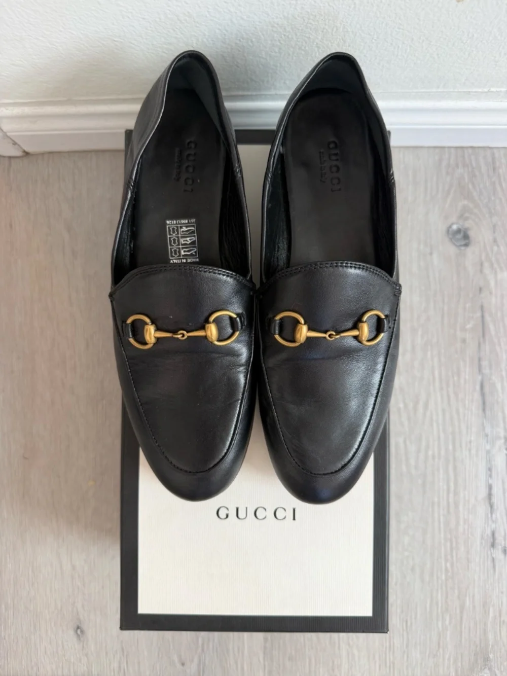 Gucci Black Leather Horsebit Loafers Size EU 36